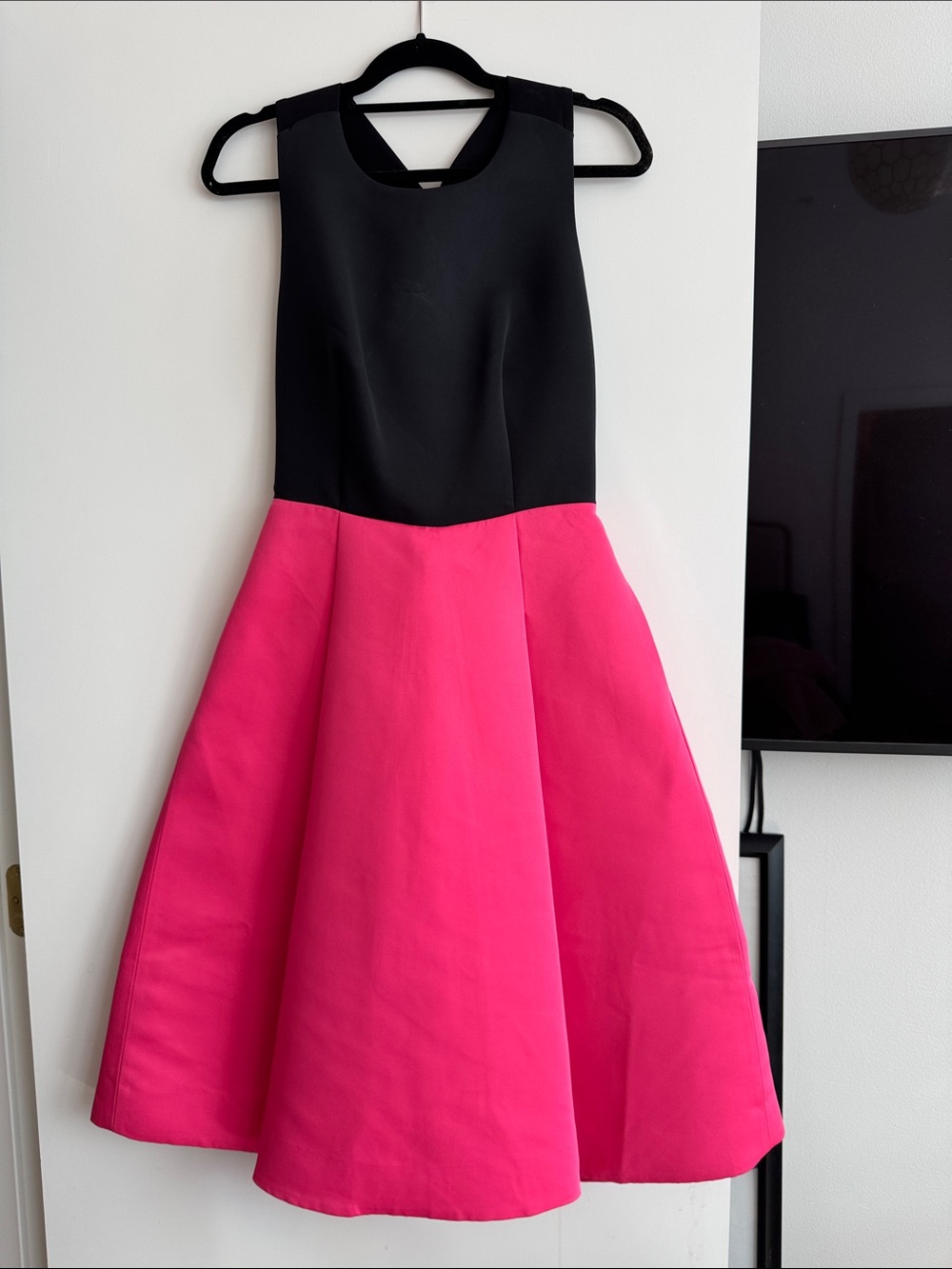 kate spade Black and Hot Pink Fit-and-Flare Midi Dress